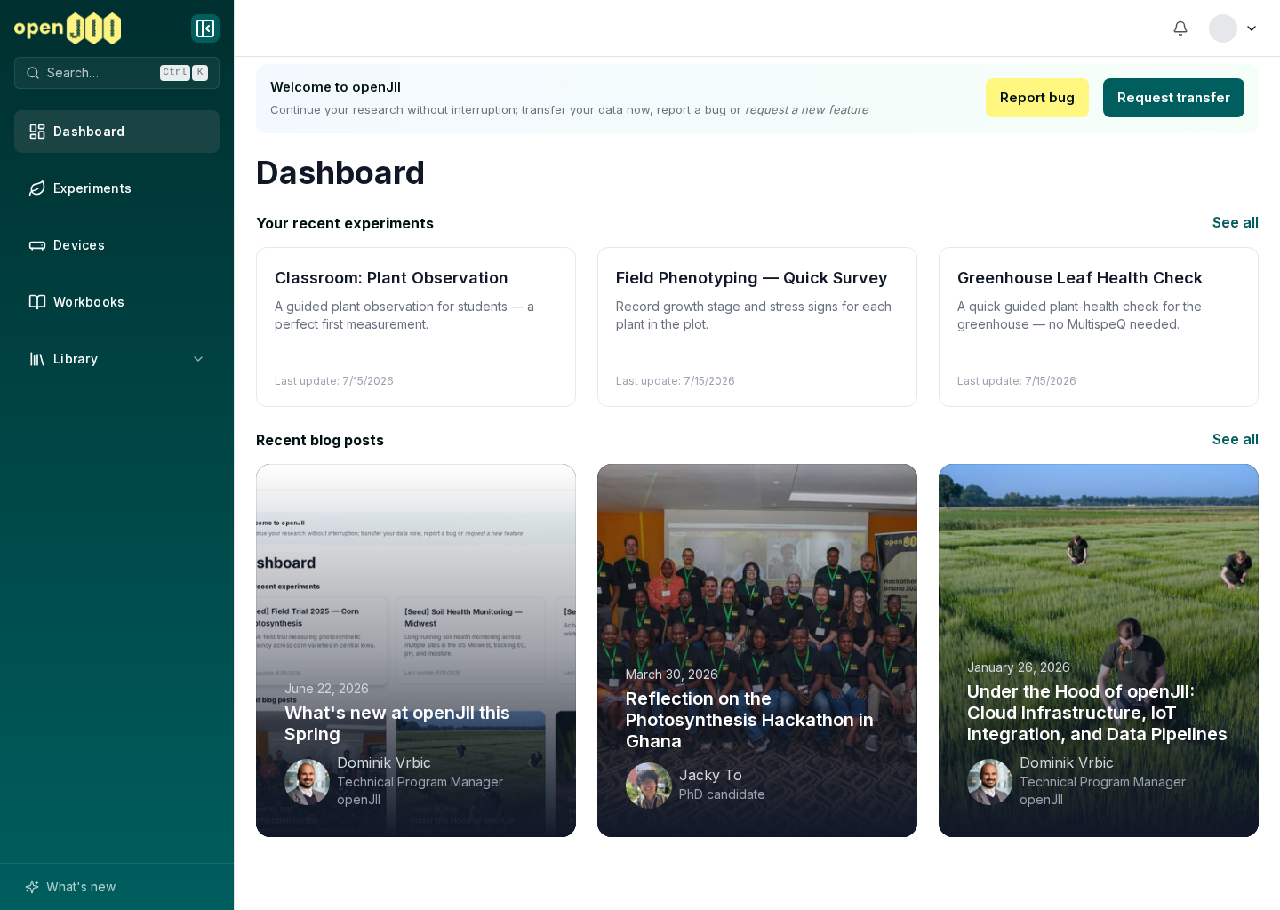 The Report bug entry in the authenticated web-platform navigation
